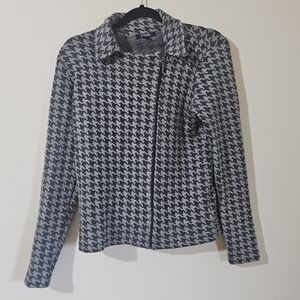 Chaps Houndstooth Zip Front Sweater